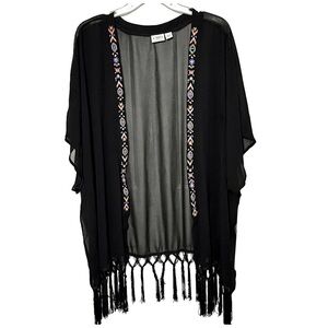 Cato Sheer Embroidered Kimono Size 22/24W Black/Multi